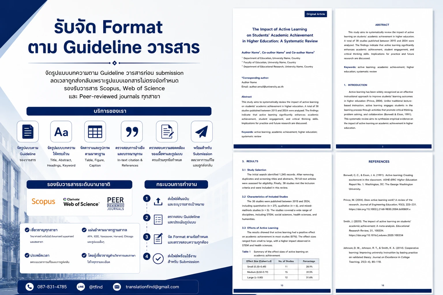 บริการจัด Format บทความตาม Author Guideline ของวารสาร