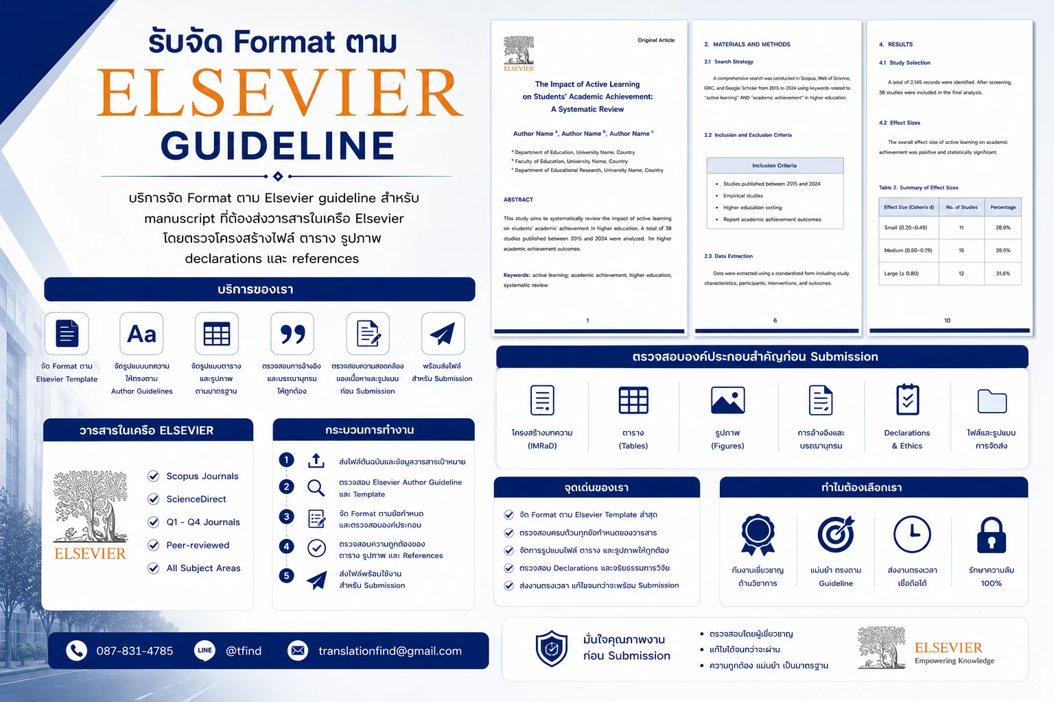 บริการจัด Format ตาม Elsevier Guideline สำหรับ Manuscript